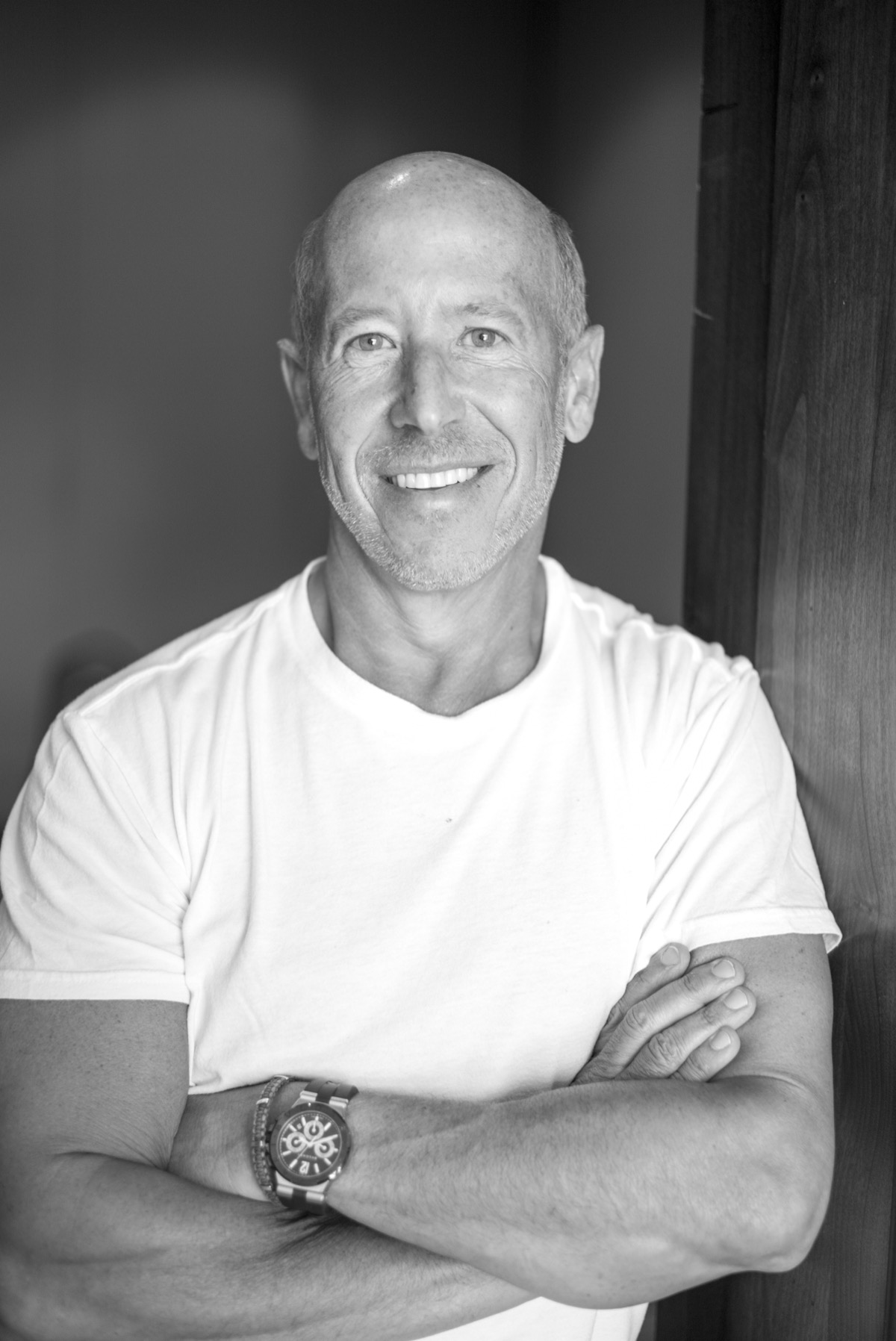Barry Sternlicht, chairman and chief executive of Starwood Capital Group, photographed in 2016 — black and white, arms crossed, in a white t-shirt.