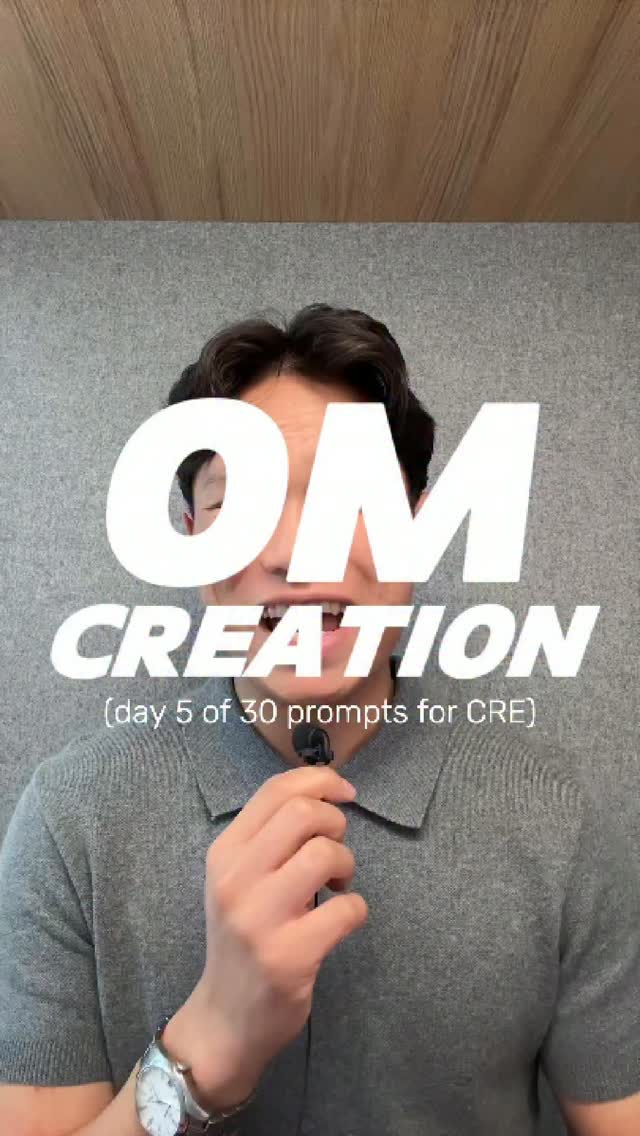 Fintok presenter beneath the title “OM CREATION” and “day 5 of 30 prompts for CRE”.