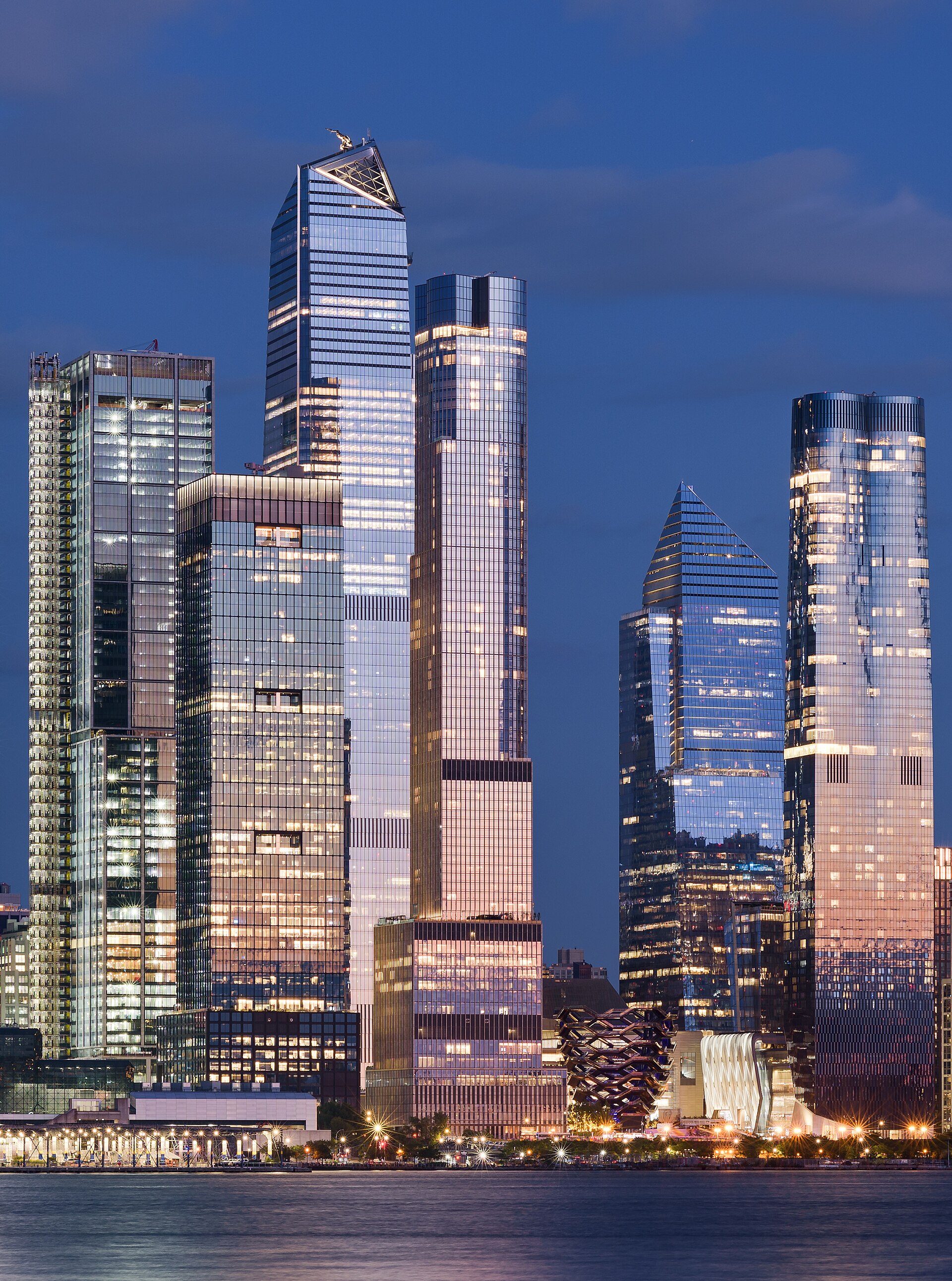 Hudson Yards towers at dusk from Weehawken (portrait crop by the uploader)