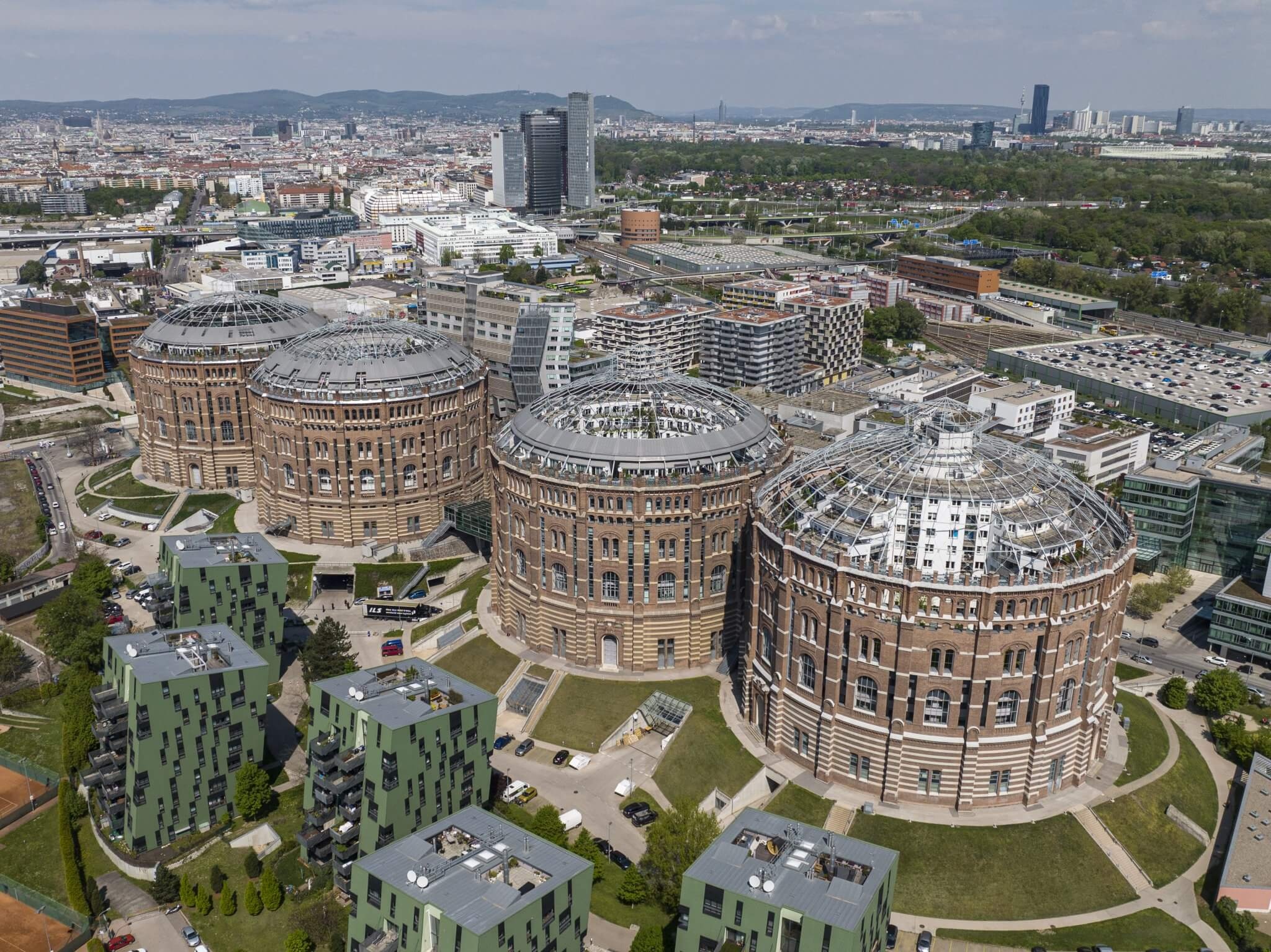 Aerial view of the Vienna Gasometers